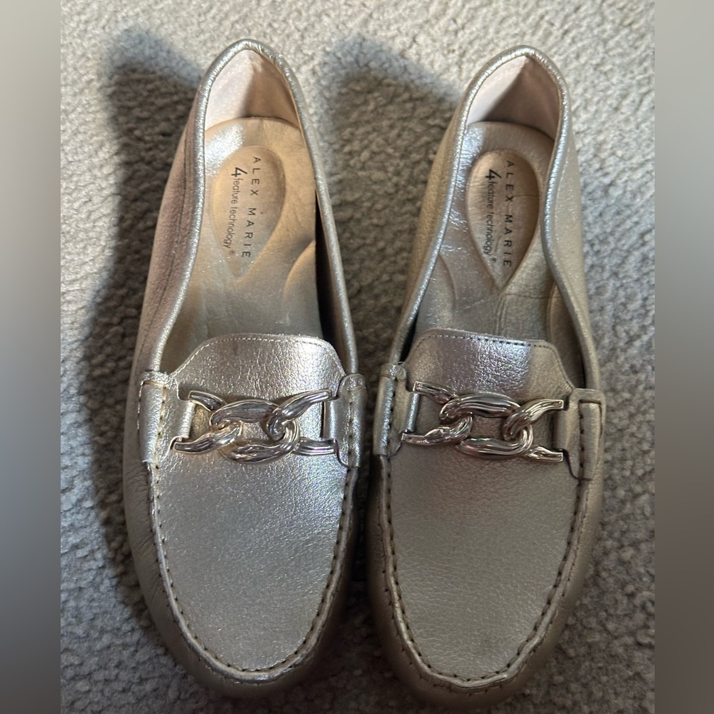 Alex Marie Metallic Gold Chain Loafers